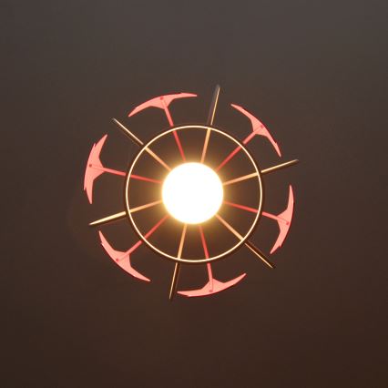 Candeeiro suspenso de criança STARS 1xE27/15W/230V rosa/branco