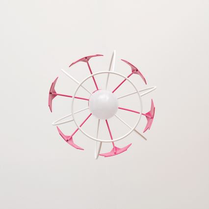 Candeeiro suspenso de criança STARS 1xE27/15W/230V rosa/branco