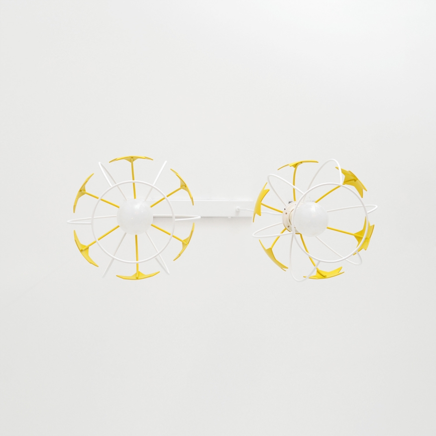 Candeeiro suspenso de criança STARS 2xE27/15W/230V amarelo/branco