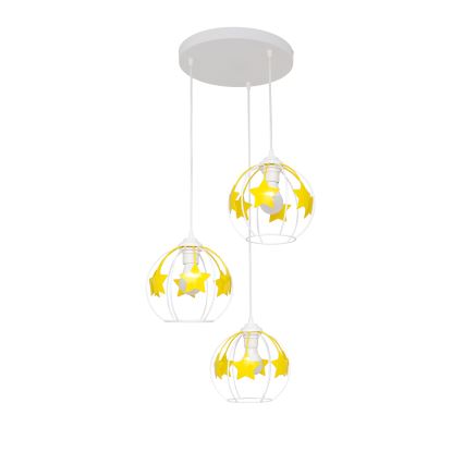 Candeeiro suspenso de criança STARS 3xE27/15W/230V amarelo/branco