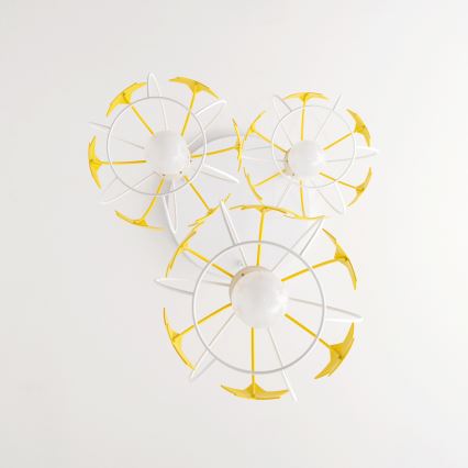 Candeeiro suspenso de criança STARS 3xE27/15W/230V amarelo/branco