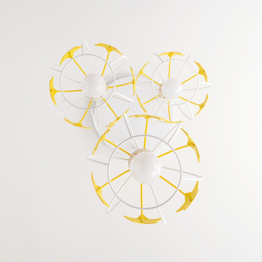 Candeeiro suspenso de criança STARS 3xE27/15W/230V amarelo/branco