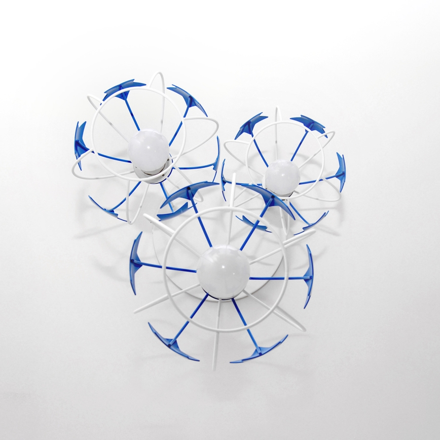 Candeeiro suspenso de criança STARS 3xE27/15W/230V azul/branco