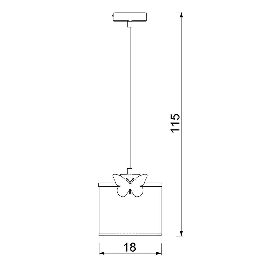 Candeeiro suspenso de criança SWEET 1xE27/15W/230V branco/rosa/borboleta