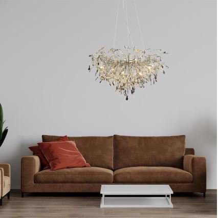 Candeeiro suspenso de cristal 13xG9/40W/230V cromado brilhante