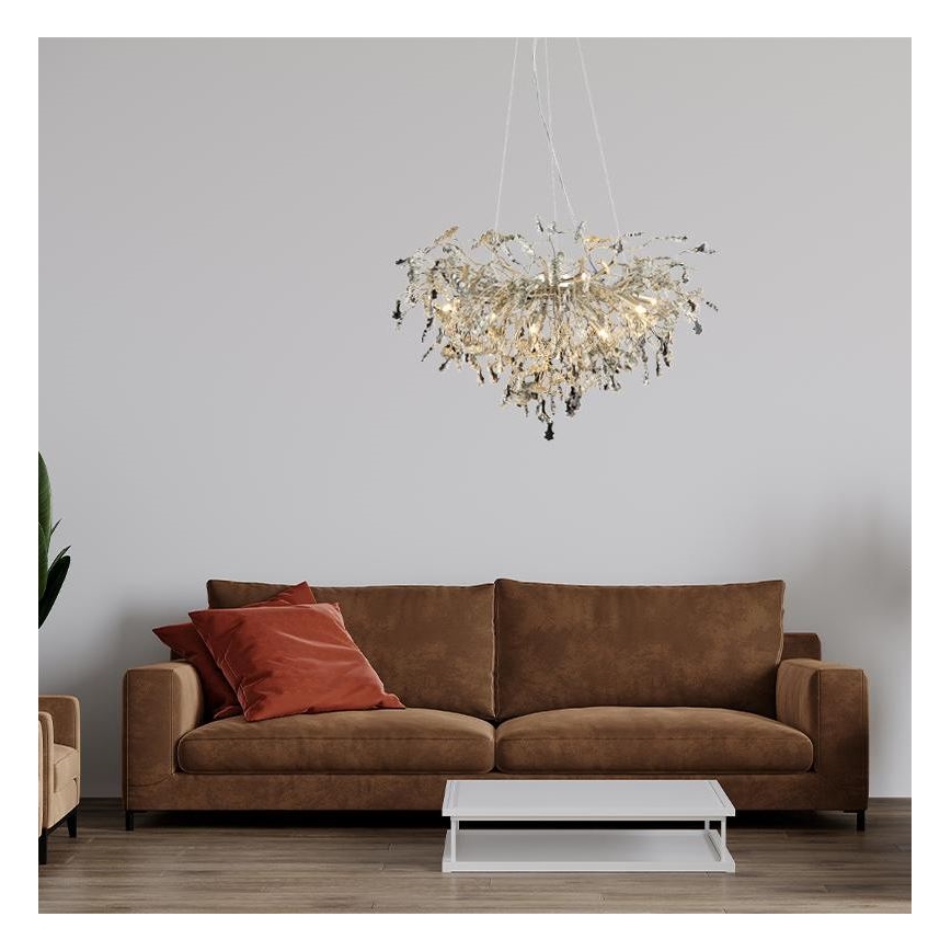 Candeeiro suspenso de cristal 13xG9/40W/230V cromado brilhante