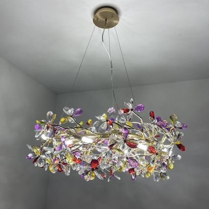 Candeeiro suspenso de cristal 16xG9/40W/230V colorido