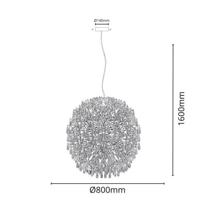 Candeeiro suspenso de cristal 24xG9/40W/230V dourado