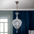 Candeeiro suspenso de cristal ARILA 1xE27/60W/230V diâmetro 25 cm castanho/pátina