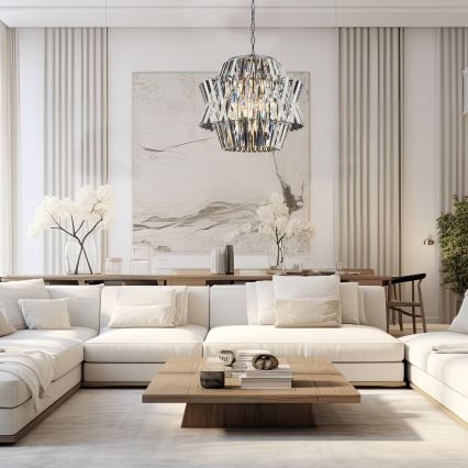 Candeeiro suspenso de cristal CROWN 12xE14/40W/230V cromado brilhante