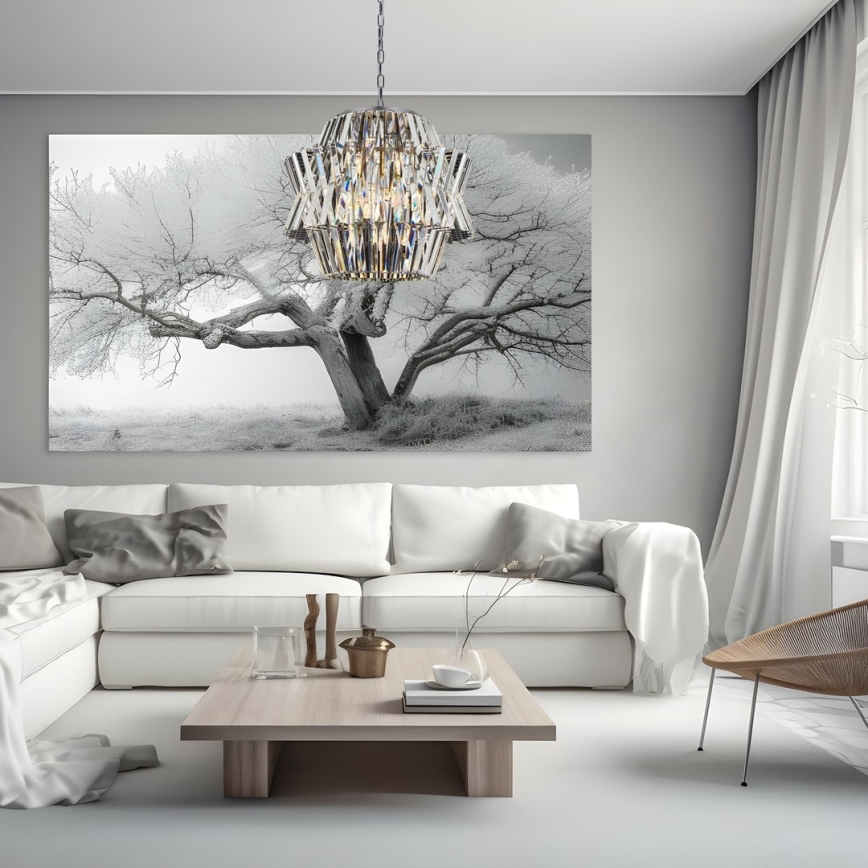 Candeeiro suspenso de cristal CROWN 12xE14/40W/230V cromado brilhante