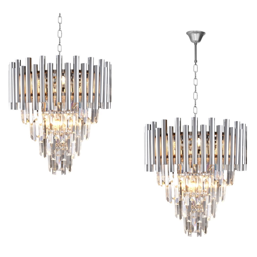 Candeeiro suspenso de cristal MADISON 9xE14/40W/230V cromado brilhante