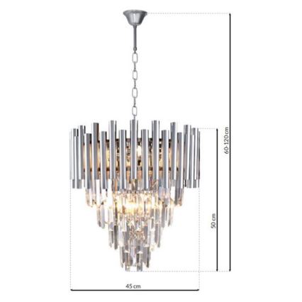 Candeeiro suspenso de cristal MADISON 9xE14/40W/230V cromado brilhante