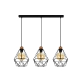 Candeeiro suspenso DIAMENT 3xE27/60W/230V carvalho