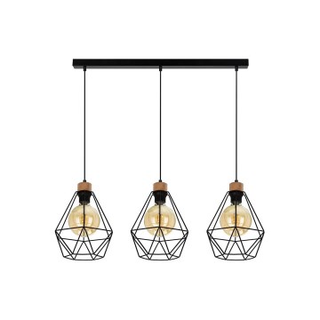 Candeeiro suspenso DIAMENT 3xE27/60W/230V carvalho