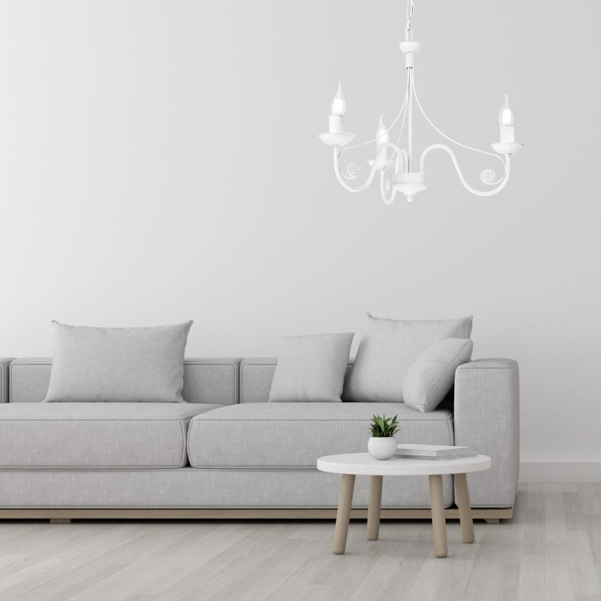 Candeeiro suspenso DONATO 3xE14/40W/230V branco