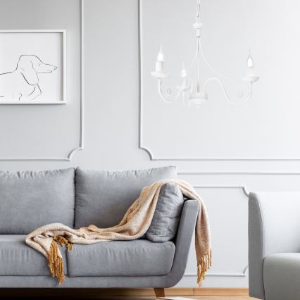 Candeeiro suspenso DONATO 3xE14/40W/230V branco