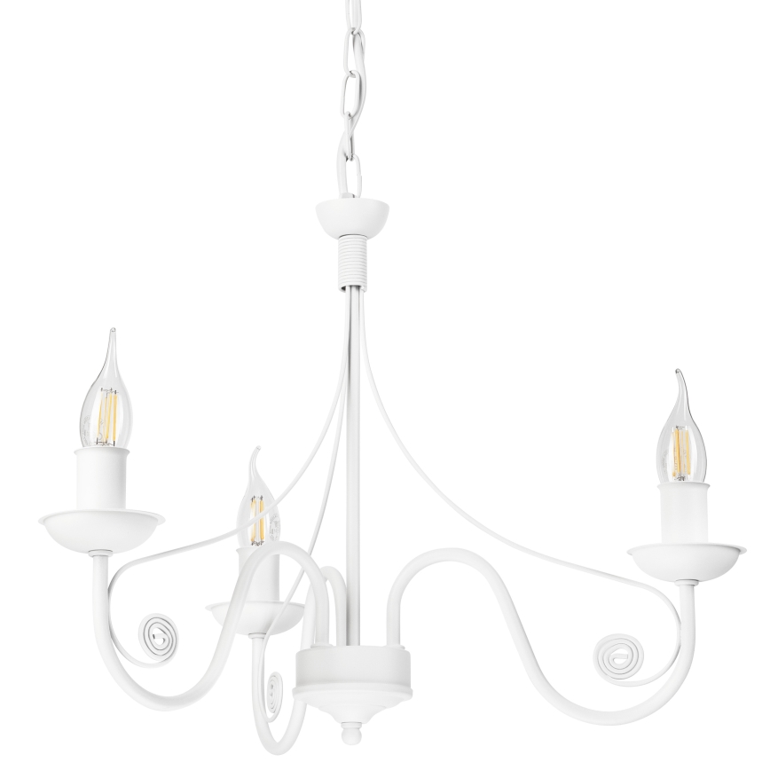 Candeeiro suspenso DONATO 3xE14/40W/230V branco