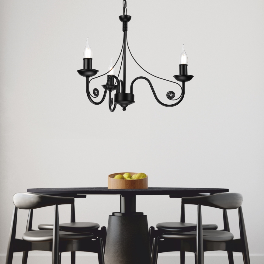 Candeeiro suspenso DONATO 3xE14/40W/230V preto