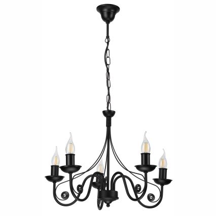 Candeeiro suspenso DONATO 5xE14/40W/230V preto