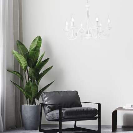 Candeeiro suspenso DONATO 6xE14/40W/230V branco