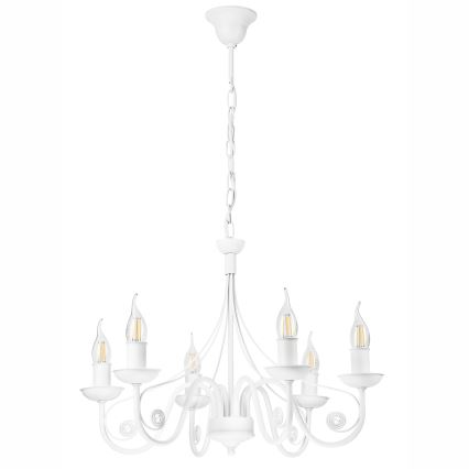 Candeeiro suspenso DONATO 6xE14/40W/230V branco