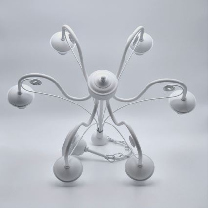 Candeeiro suspenso DONATO 6xE14/40W/230V branco