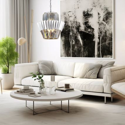 Candeeiro suspenso DONNA 9xE14/40W/230V diâmetro 45 cm cromado mate