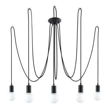 Candeeiro suspenso EDISON 5 5xE27/60W/230V aranha preto