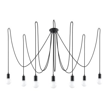 Candeeiro suspenso EDISON 7 7xE27/60W/230V aranha preto
