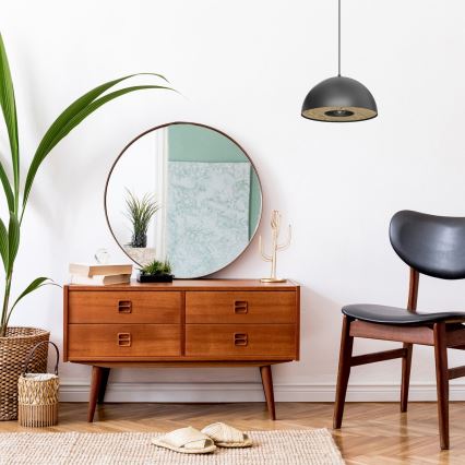 Candeeiro suspenso ELGUND 1xE27/15W/230V diâmetro 35 cm preto