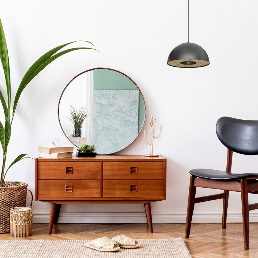 Candeeiro suspenso ELGUND 1xE27/15W/230V diâmetro 35 cm preto