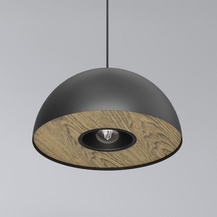 Candeeiro suspenso ELGUND 1xE27/15W/230V diâmetro 35 cm preto