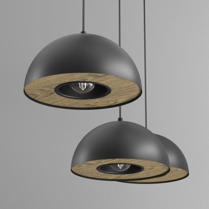 Candeeiro suspenso ELGUND 3xE27/15W/230V preto