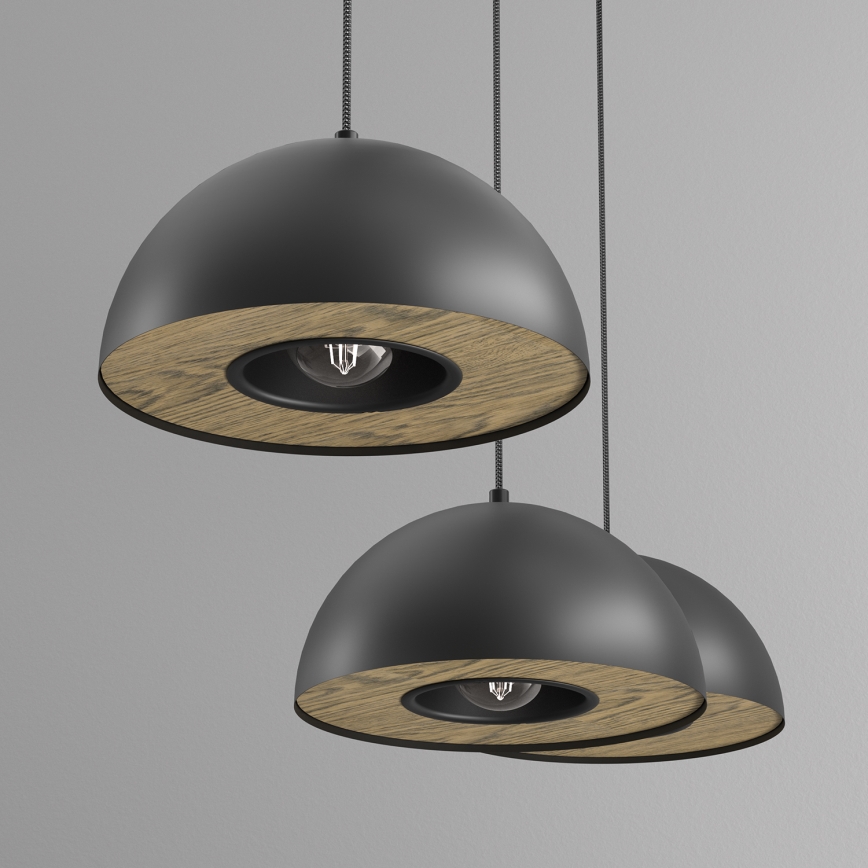 Candeeiro suspenso ELGUND 3xE27/15W/230V preto