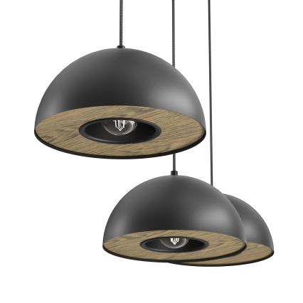 Candeeiro suspenso ELGUND 3xE27/15W/230V preto