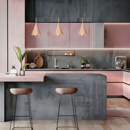 Candeeiro suspenso em cabo CAPITAL 1xGX53/15W/230V Ø 17 cm ouro rosa