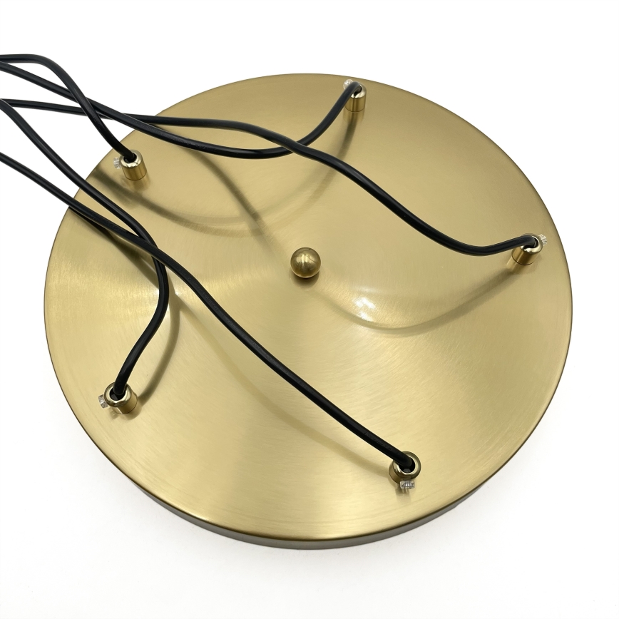 Candeeiro suspenso em cabo CRISTAL 5xE14/15W/230V, latão/bege fumado