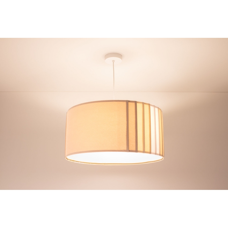 Candeeiro suspenso em cabo STRIPES 1xE27/60W/230V Ø 40 cm bege