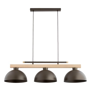 Candeeiro suspenso em cabo VERTA 3xE27/15W/230V castanho/bege