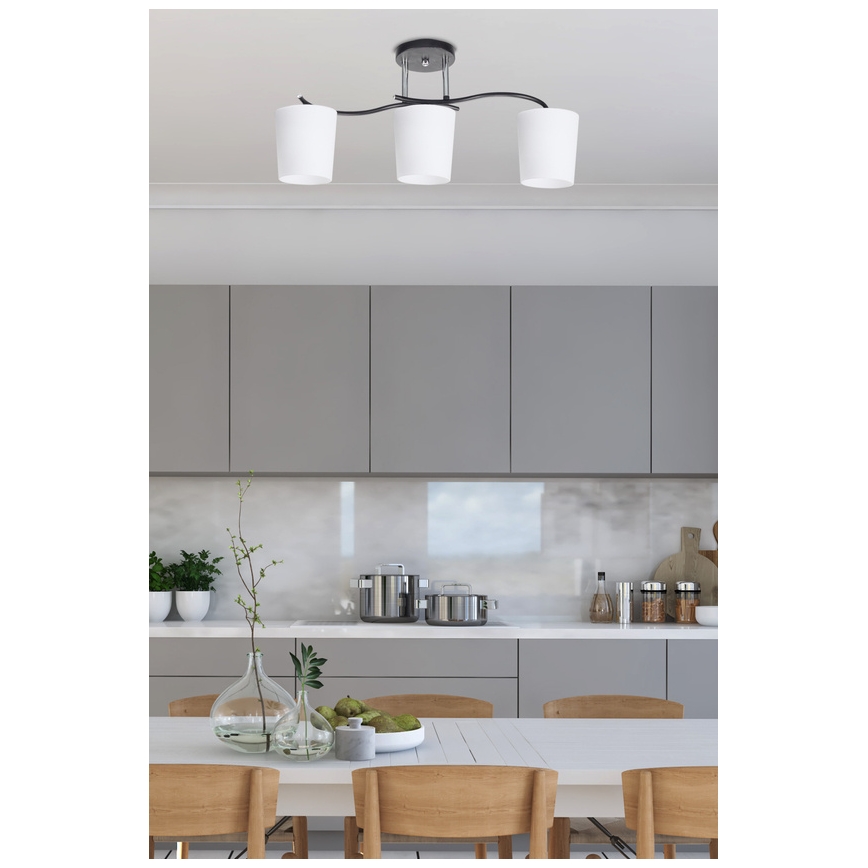 Candeeiro suspenso ESNYR 3xE27/40W/230V preto/branco