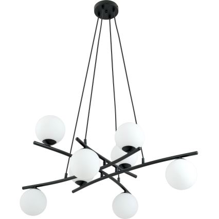 Candeeiro suspenso ESSA 8xE14/10W/230V preto/branco