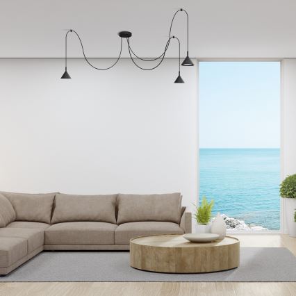 Candeeiro suspenso ETNA 3xGX53/10W/230V aranha preto
