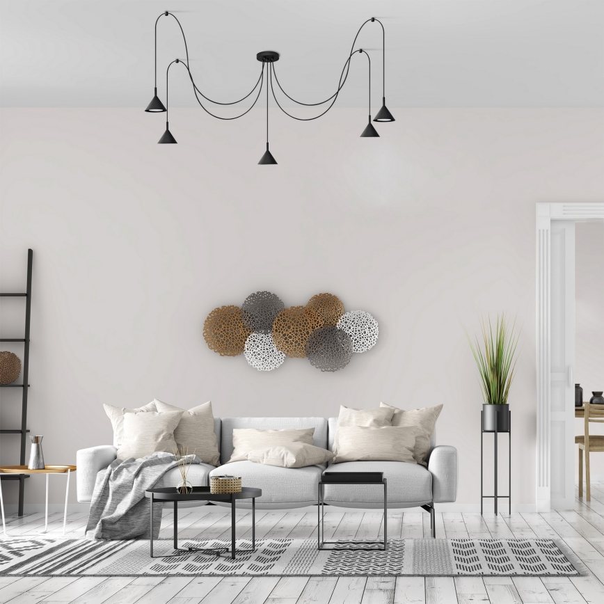 Candeeiro suspenso ETNA LONG 5xGX53/15W/230V aranha preto