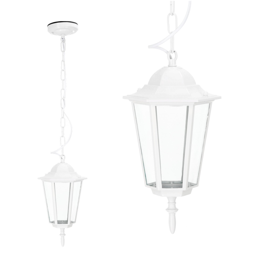 Candeeiro suspenso exterior 1xE27/60W/230V IP44 branco