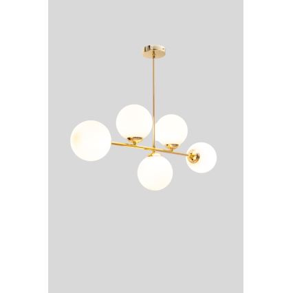 Candeeiro suspenso FIRA 5xE27/60W/230V dourado
