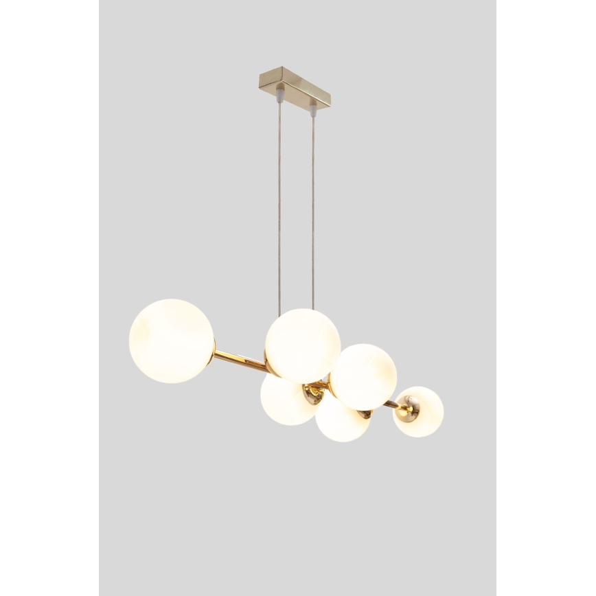 Candeeiro suspenso FIRA 5xE27/60W/230V dourado