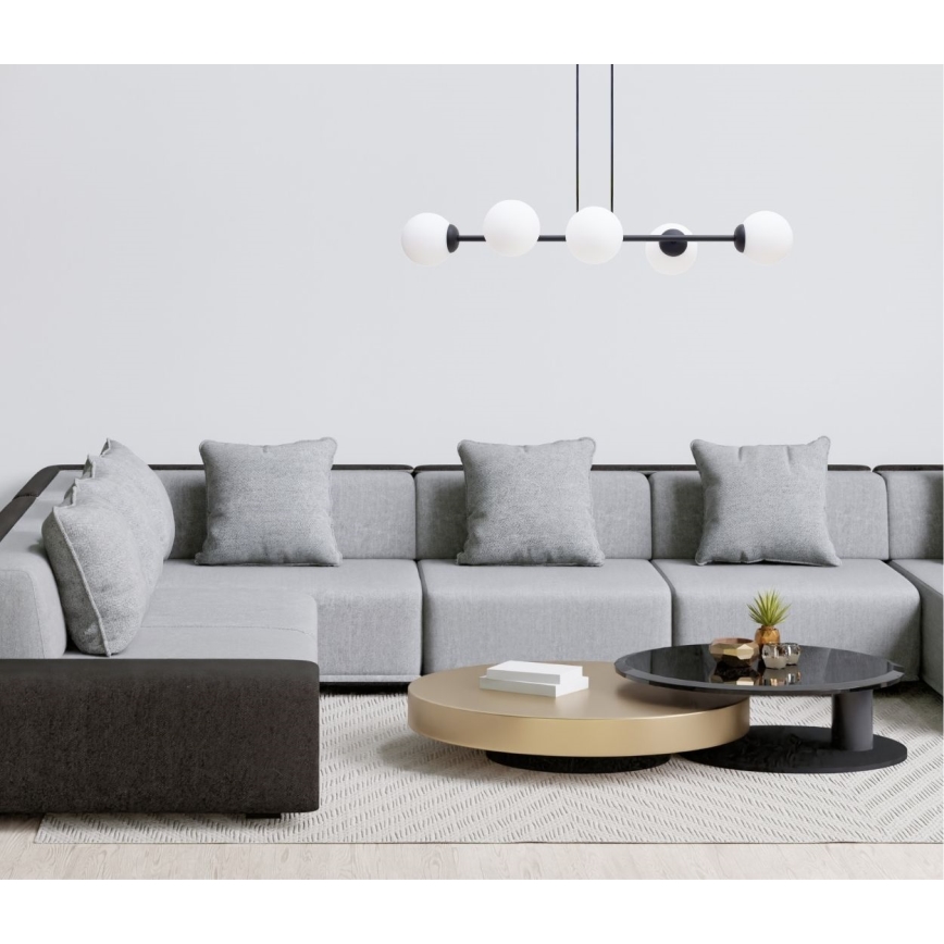 Candeeiro suspenso FIRA 5xE27/60W/230V preto