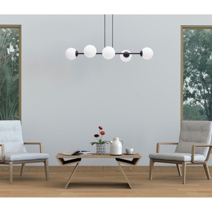 Candeeiro suspenso FIRA 5xE27/60W/230V preto