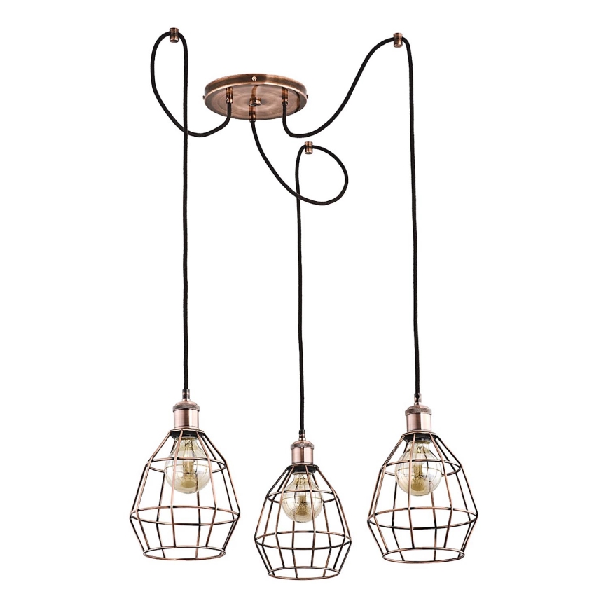 Candeeiro suspenso FIREFOX 3xE27/15W/230V bronze